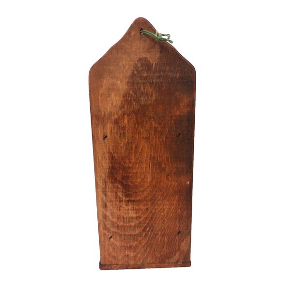 Vintage Wooden Long Matchstick Holder Wall Mount Fireplace Colonial Soldier 11" - Picture 5 of 8